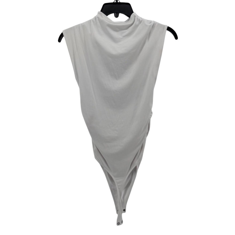 Abercrombie & Fitch Cotton Modal Ruched Mock Neck Bodysuit White Women S